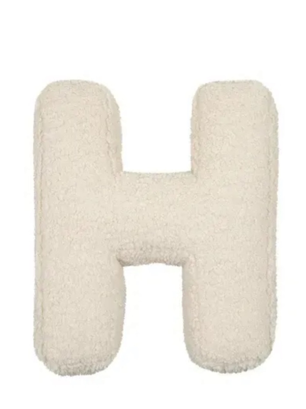 Letter ‘H’ Sherpa Throw Pillow - CREAM